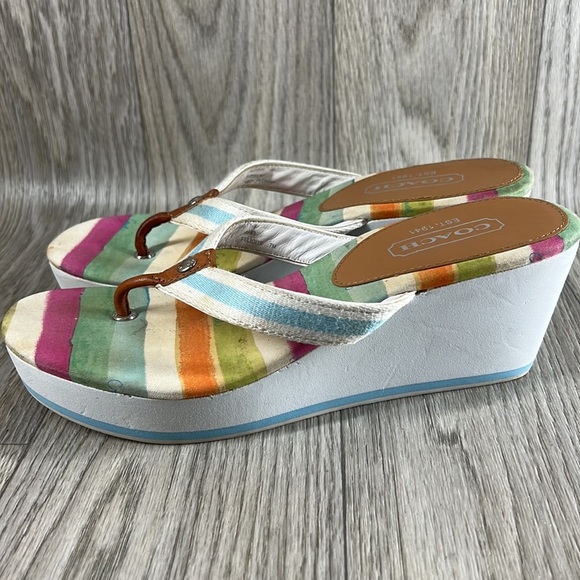 Coach Multi Color Felicite Sandals Wedges - Picture 4 of 12